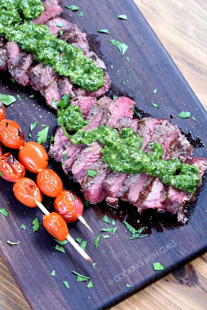 Sirloin Chimichurri Steak Cooking With Curls 