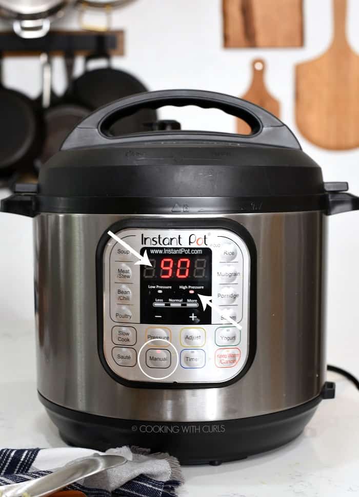 Instant Pot set for 90 minutes on Manual 