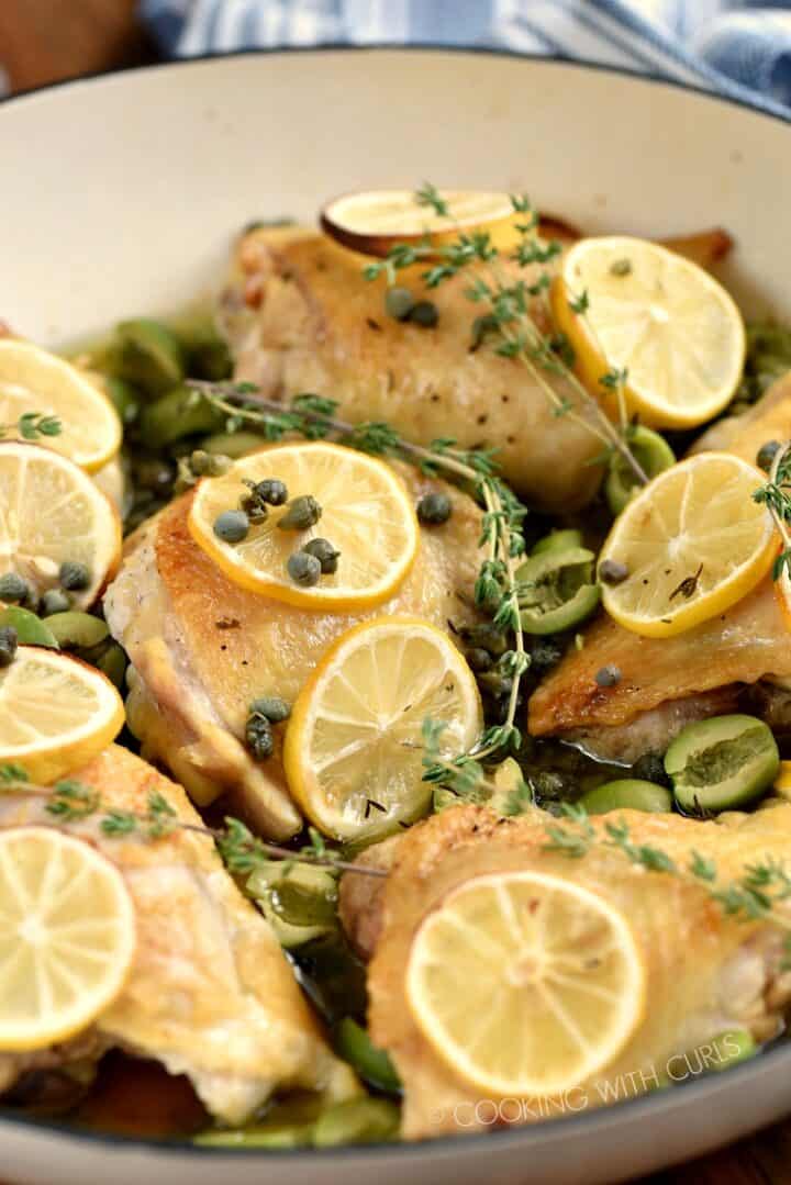 Chicken Thighs with Olives, Capers and Lemon Cooking with Curls