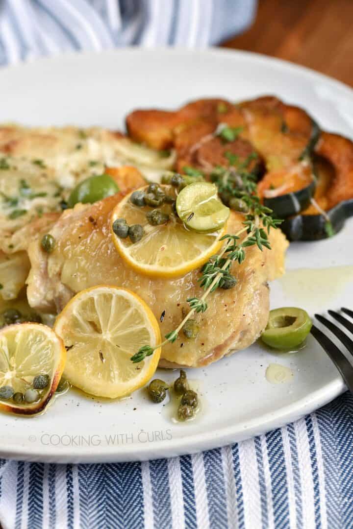 Chicken Thighs with Olives, Capers and Lemon - Cooking with Curls