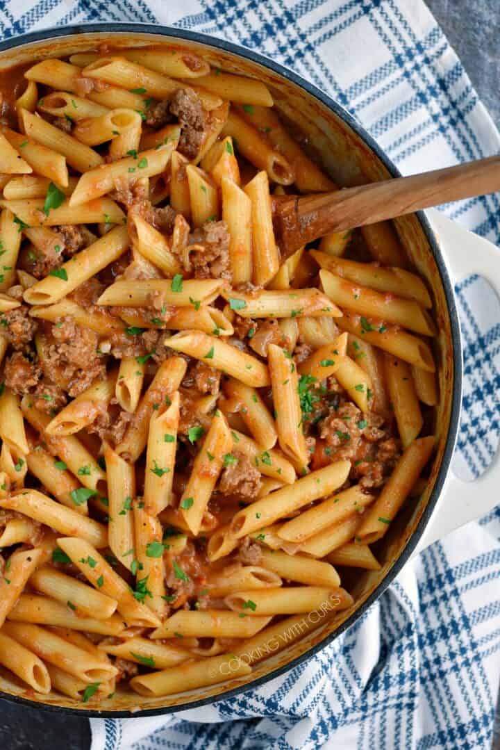 Sloppy Joe Pasta Skillet - Cooking with Curls