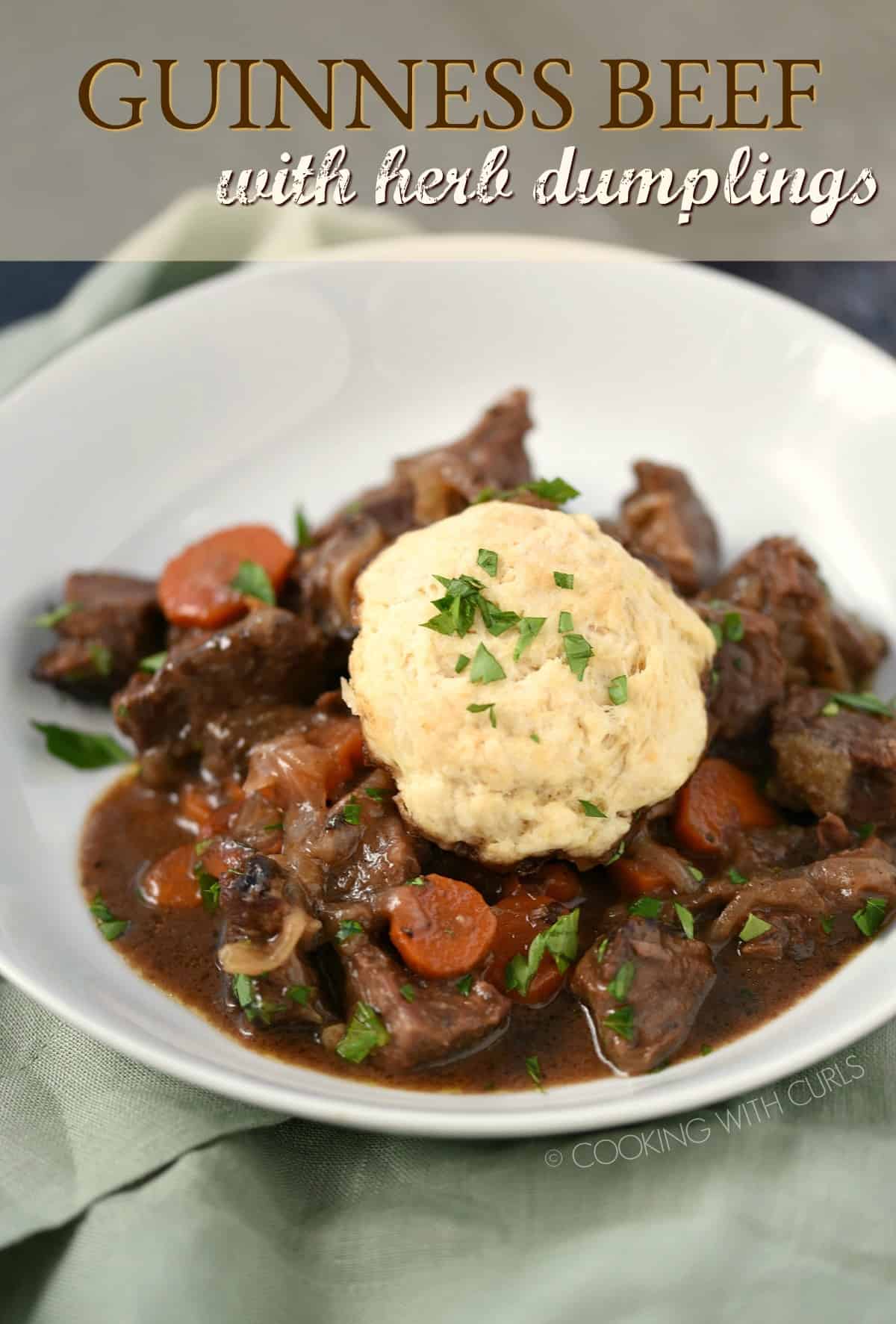 Guinness Beef with Herb Dumplings Cooking with Curls