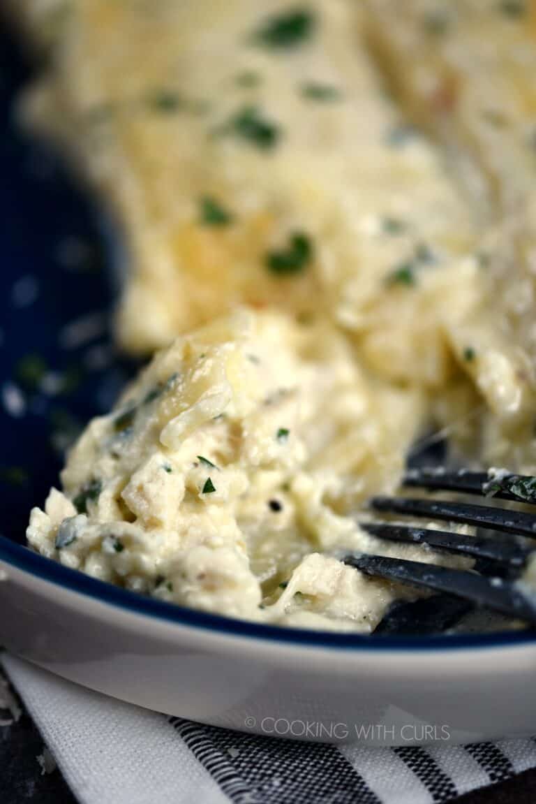 Chicken Alfredo Stuffed Manicotti Cooking with Curls