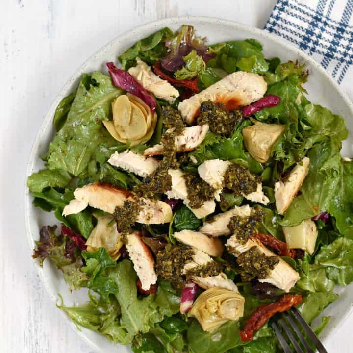 Pesto Chicken Salad Cooking with Curls