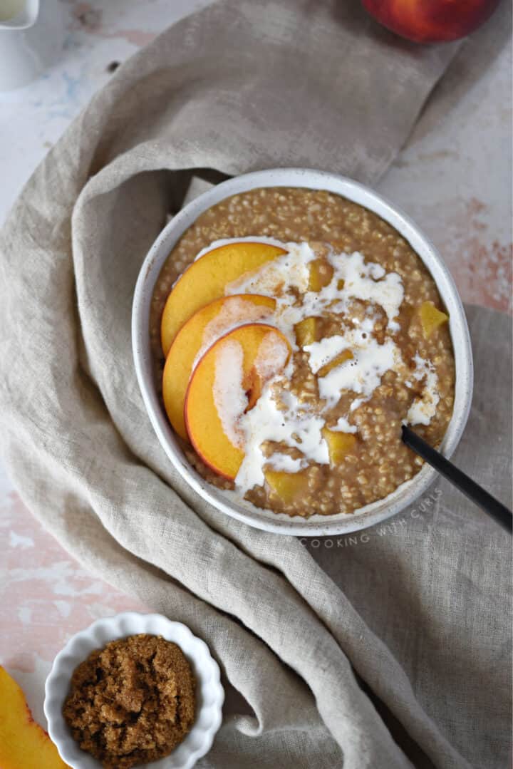 Instant Pot Steel Cut Oats with Peaches - Cooking with Curls