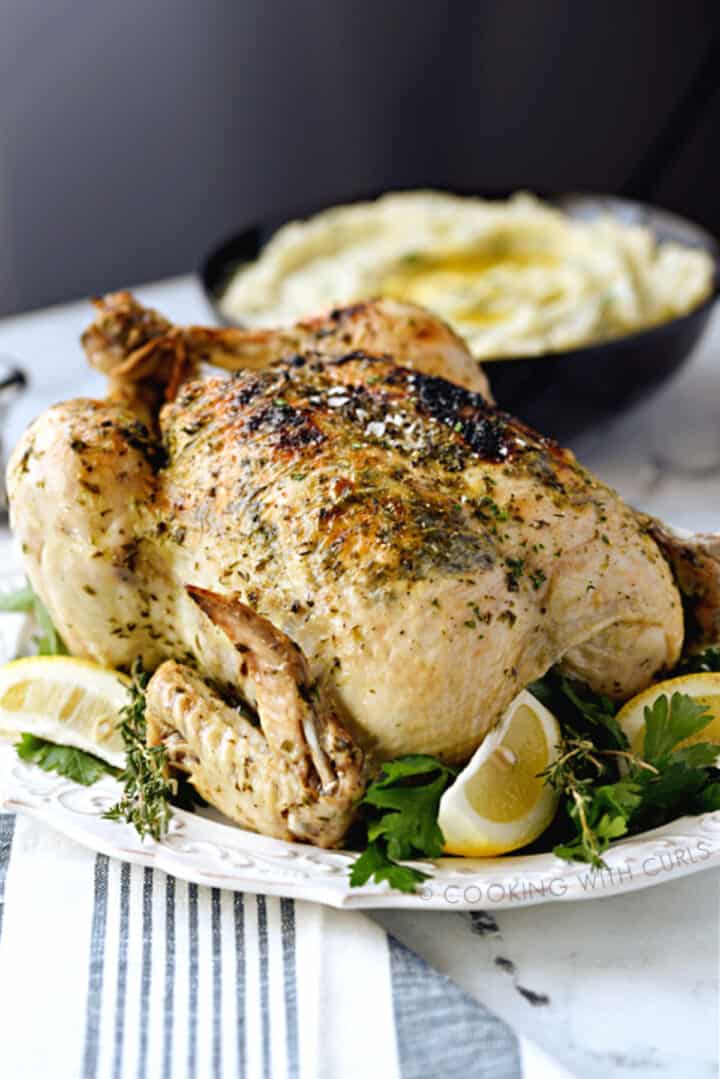 Instant Pot Whole Greek Chicken Cooking with Curls