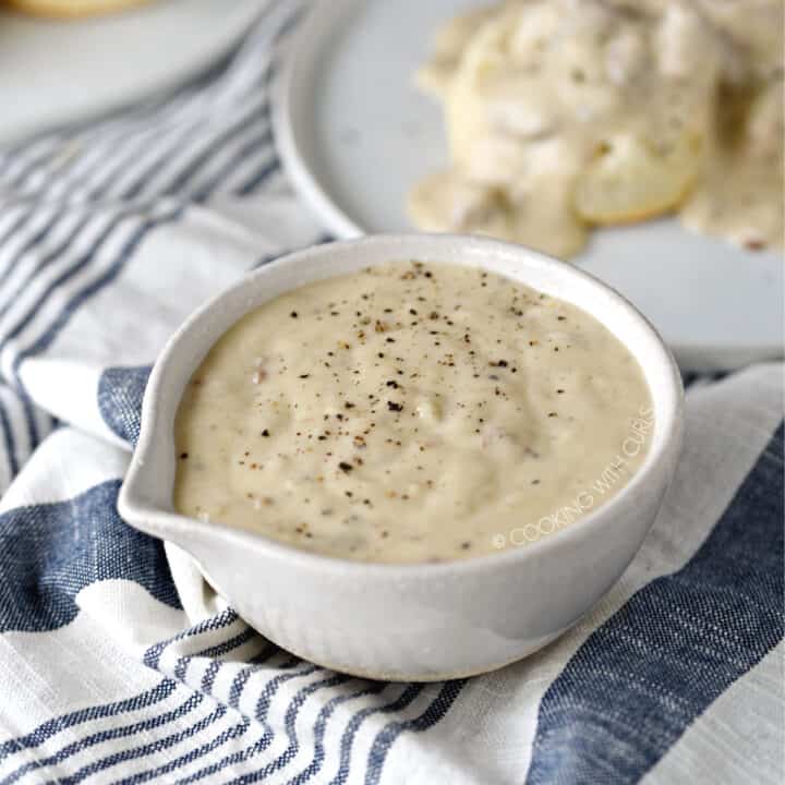 Homemade Southern Sausage Gravy Cooking with Curls