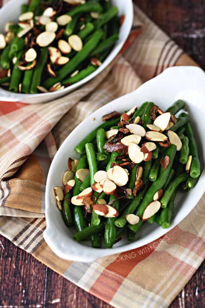 Green Beans with Caramelized Shallots and Almonds - Cooking with Curls