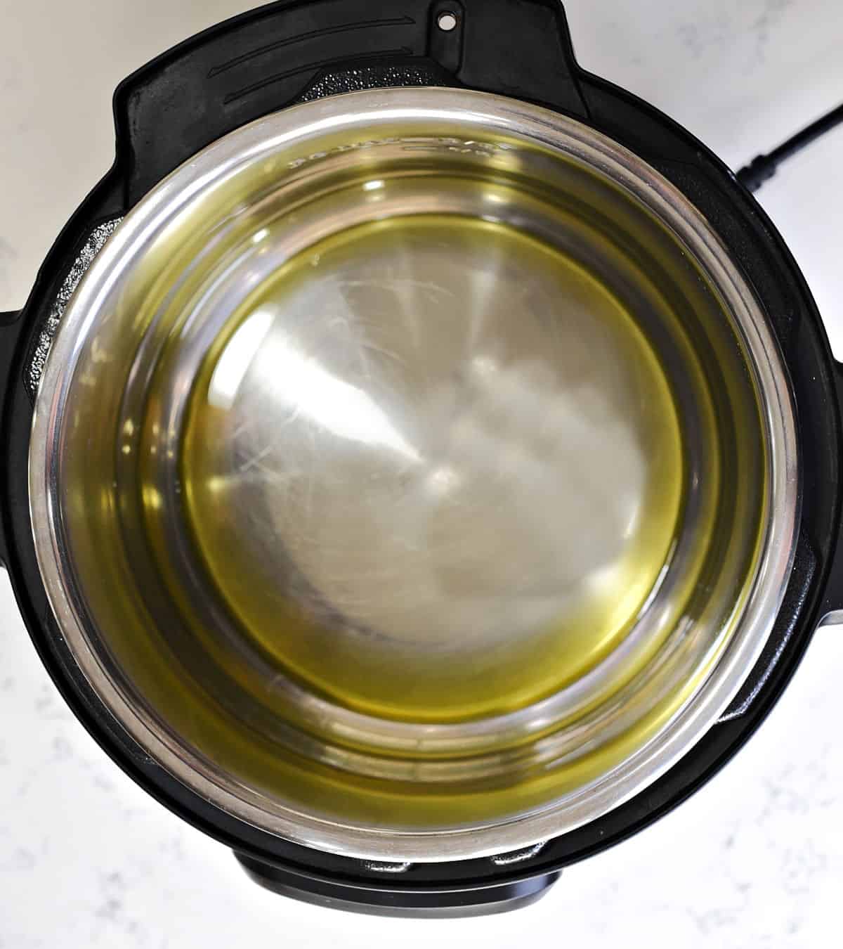 Olive oil in Instant Pot. 