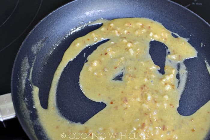 Butter and sauce reduced to half in the skillet. 