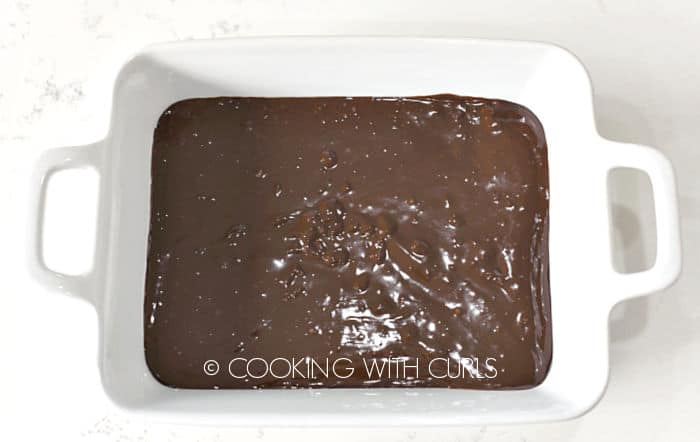 Red Wine Chocolate Truffles in a small white baking dish. 
