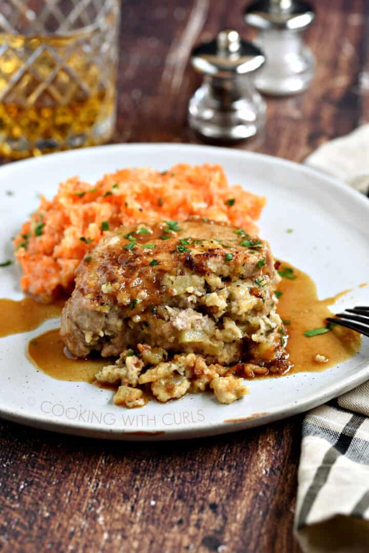 Stuffed Pork Chops Cooking With Curls