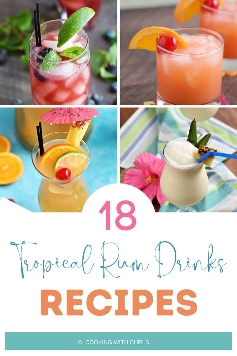 Collage with four small images of cocktails and title graphic across the bottom.