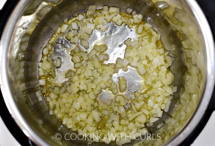 Diced onion sautéed in olive oil. 