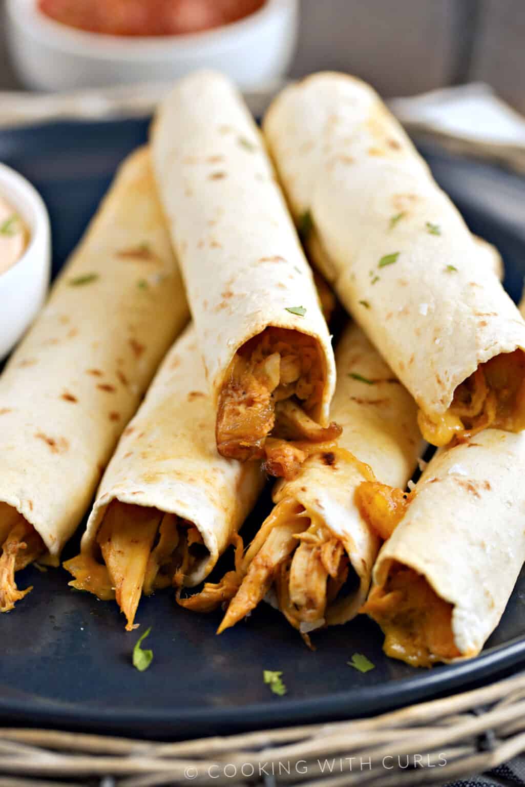 Baked Peachy Chicken Taquitos Cooking with Curls