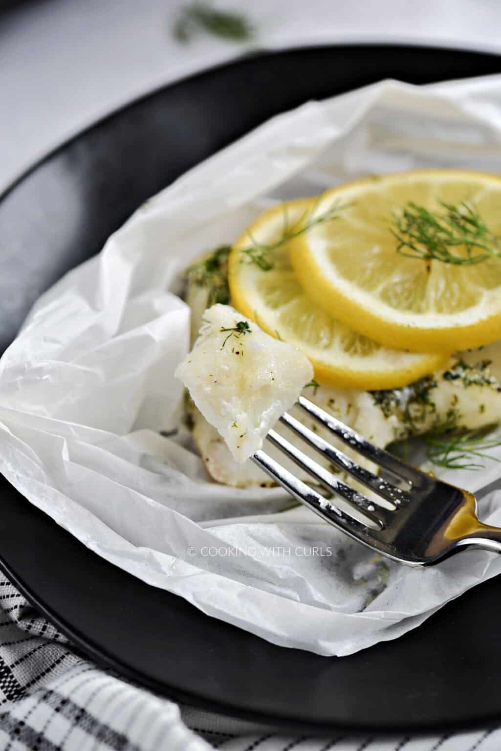 LemonDill Cod in Parchment Cooking with Curls