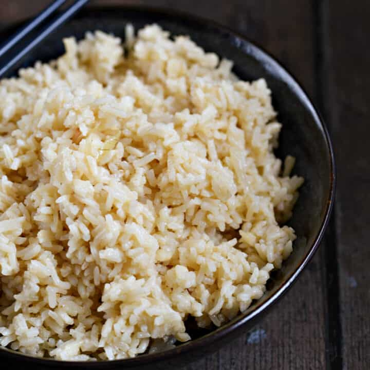 Instant Pot Garlic Rice Cooking with Curls