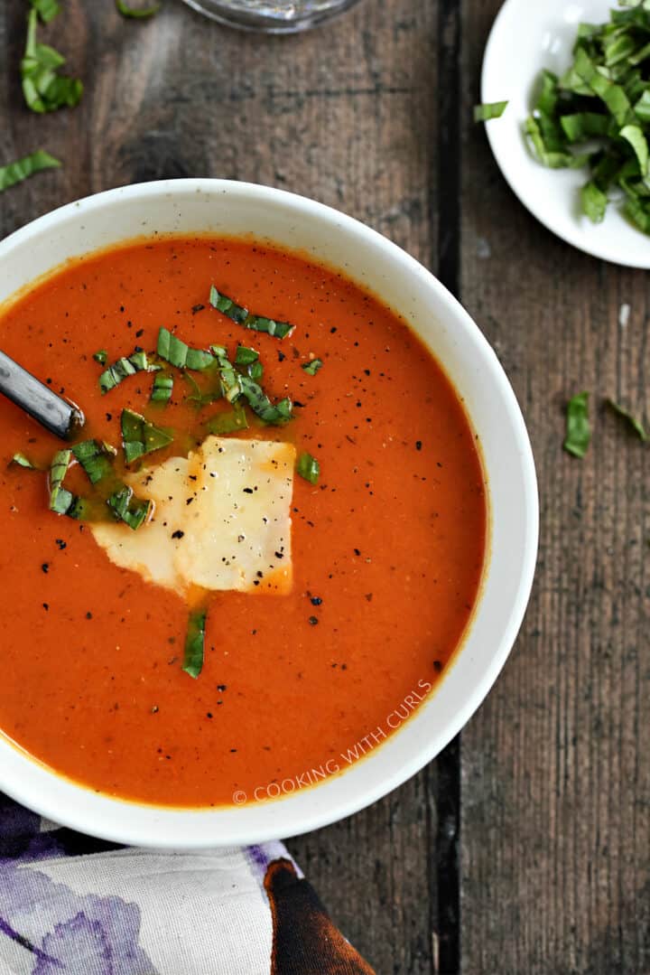 Instant Pot Tomato Basil Soup Cooking With Curls