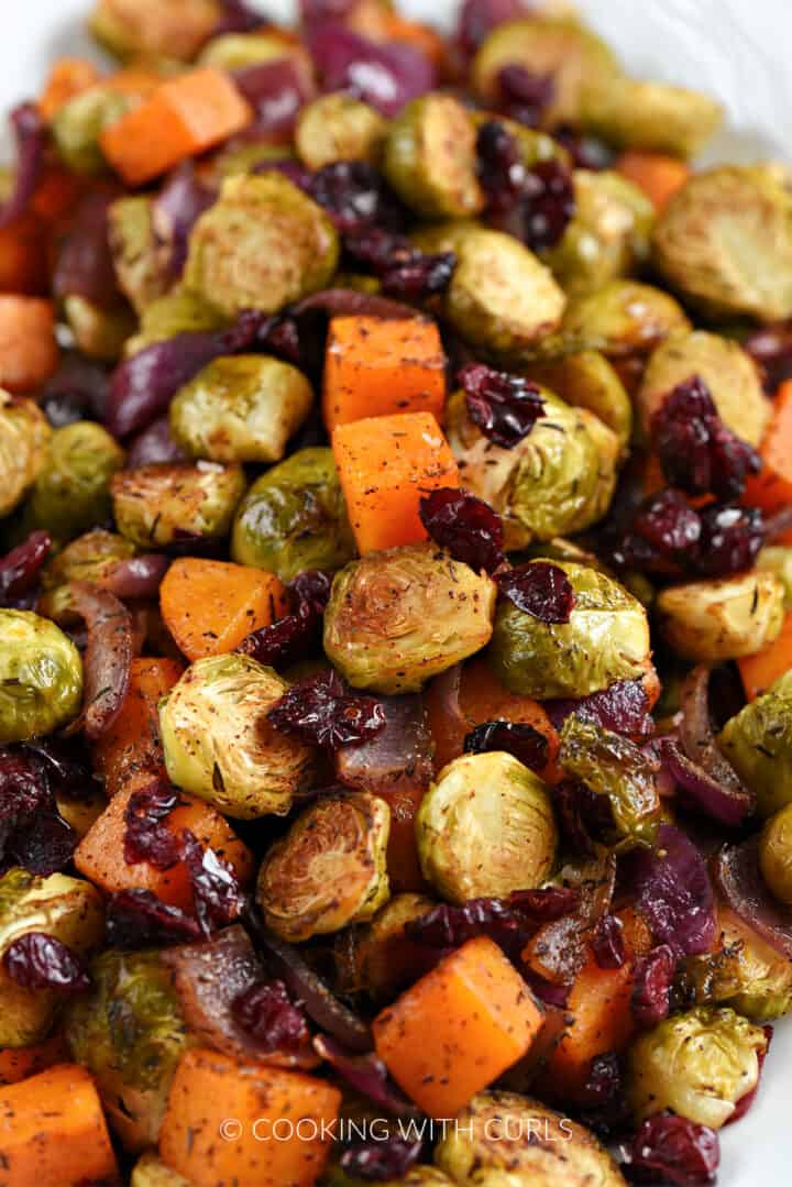 Roasted Brussels Sprouts and Squash with dried Cranberries - Cooking ...