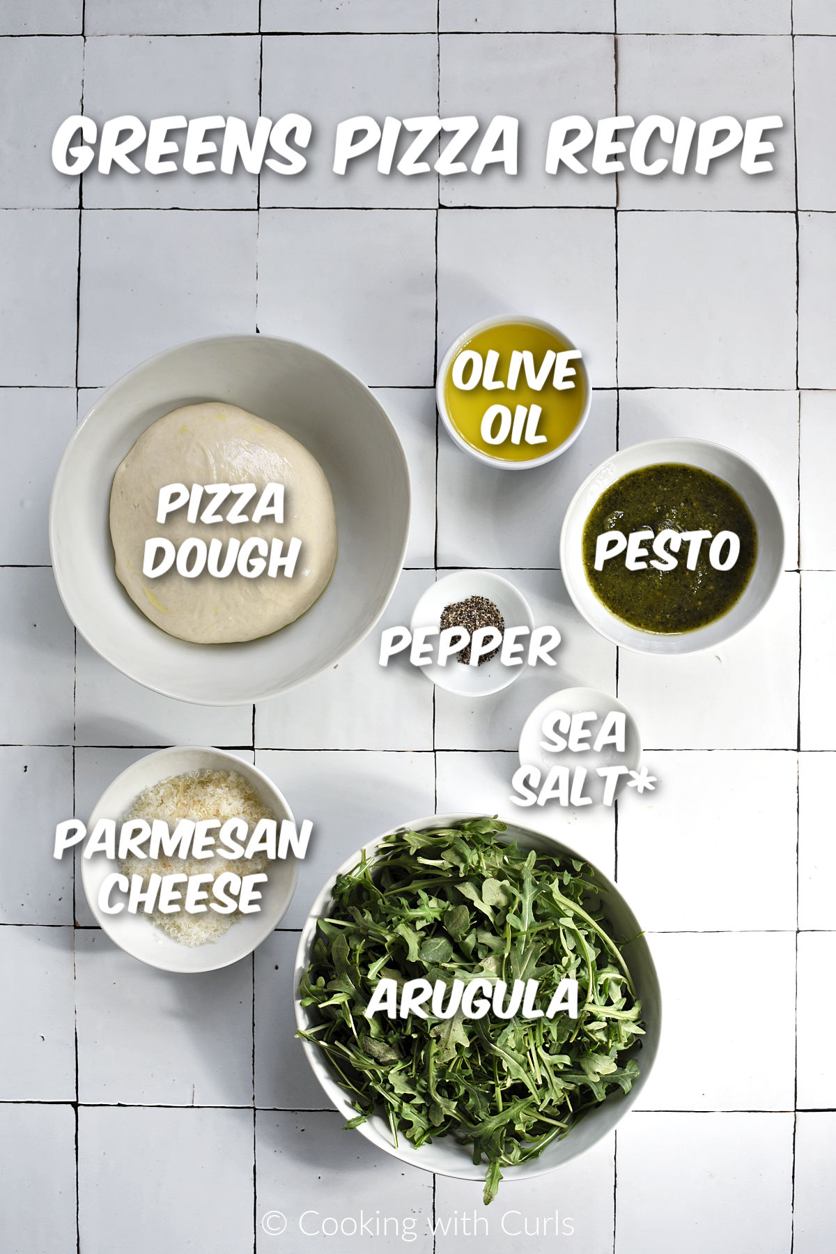 Greens Pizza Recipe ingredients. 