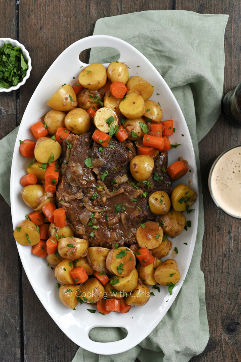 Guinness Pot Roast Cooking with Curls
