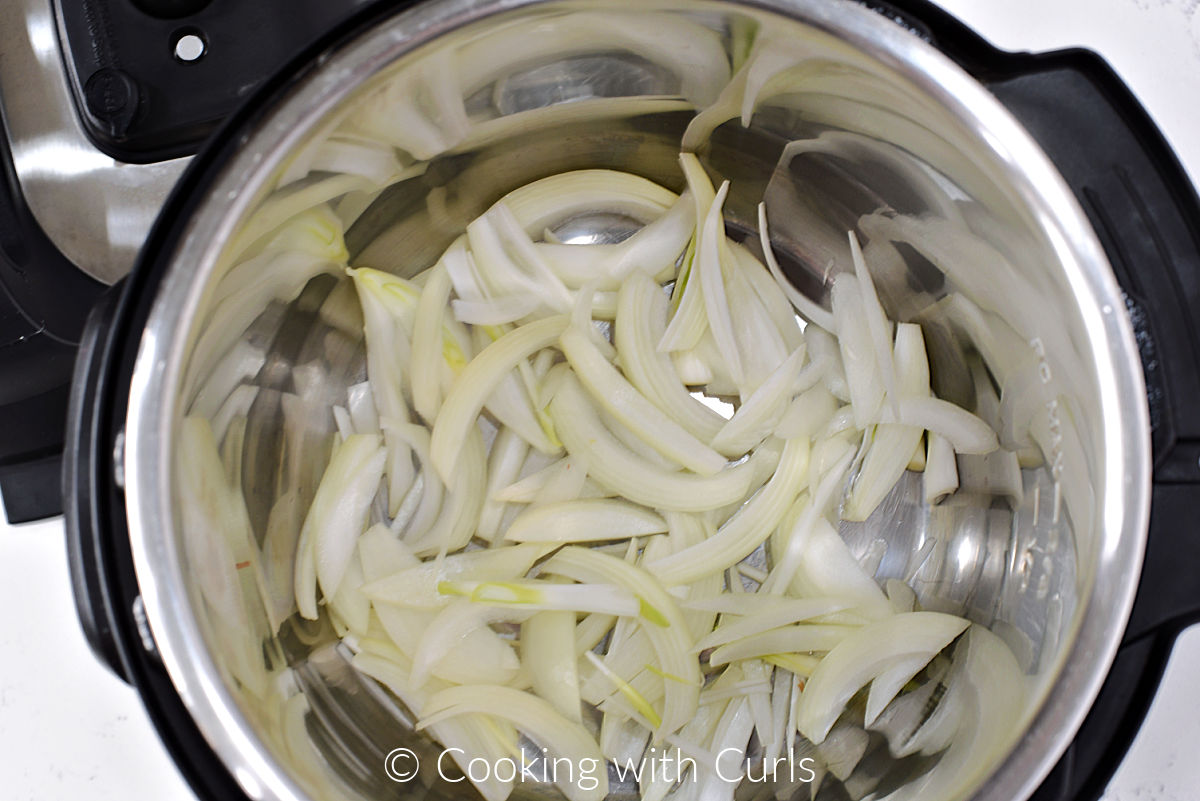 Sliced onions in an Instant Pot. 