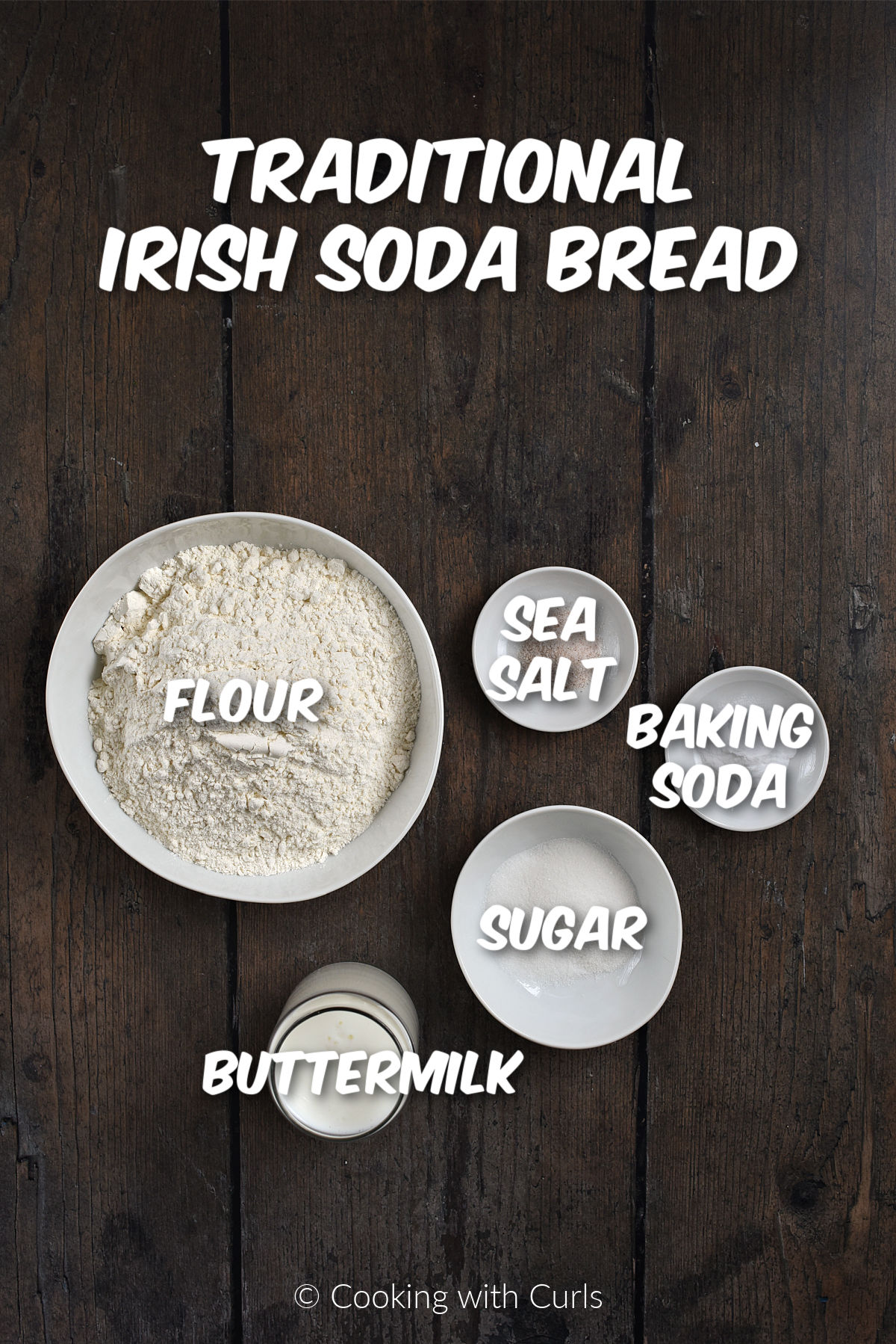Traditional Irish Soda Bread ingredients. 