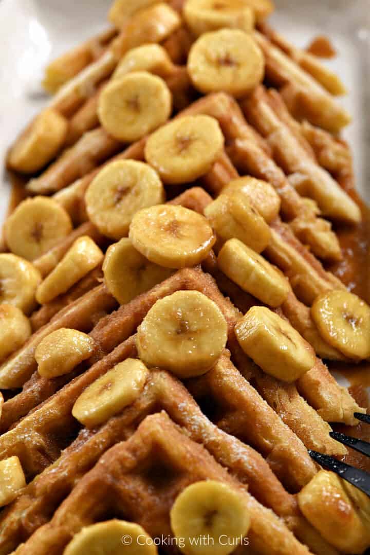 Bananas Foster Belgian Waffles Cooking with Curls