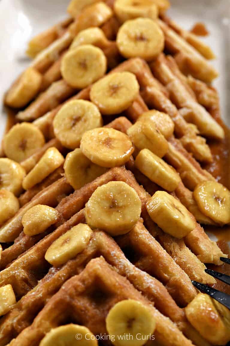 Bananas Foster Belgian Waffles Cooking with Curls