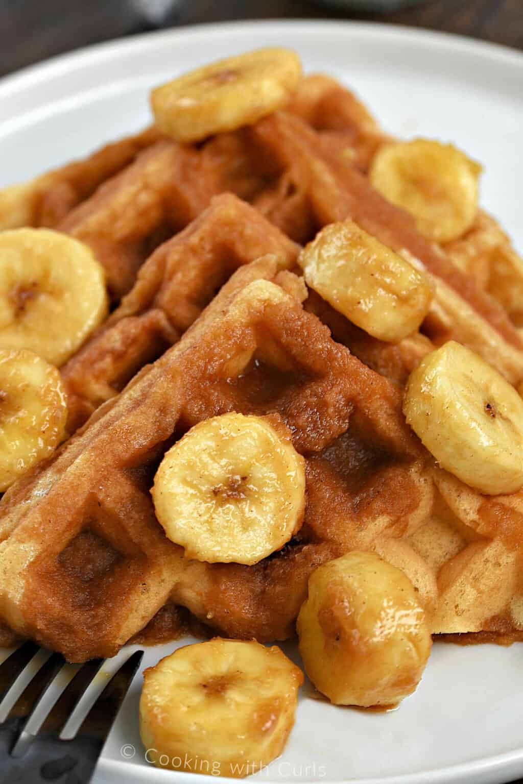 Bananas Foster Belgian Waffles Cooking with Curls