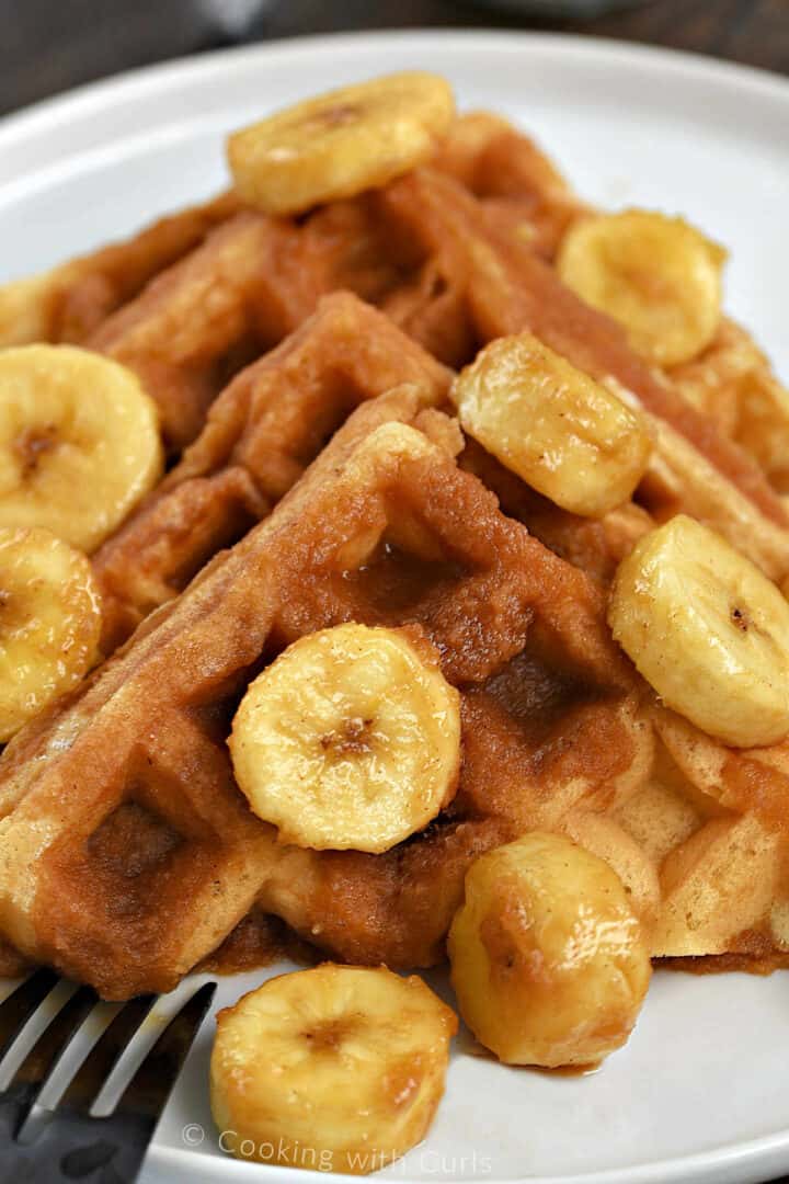 Bananas Foster Belgian Waffles Cooking with Curls