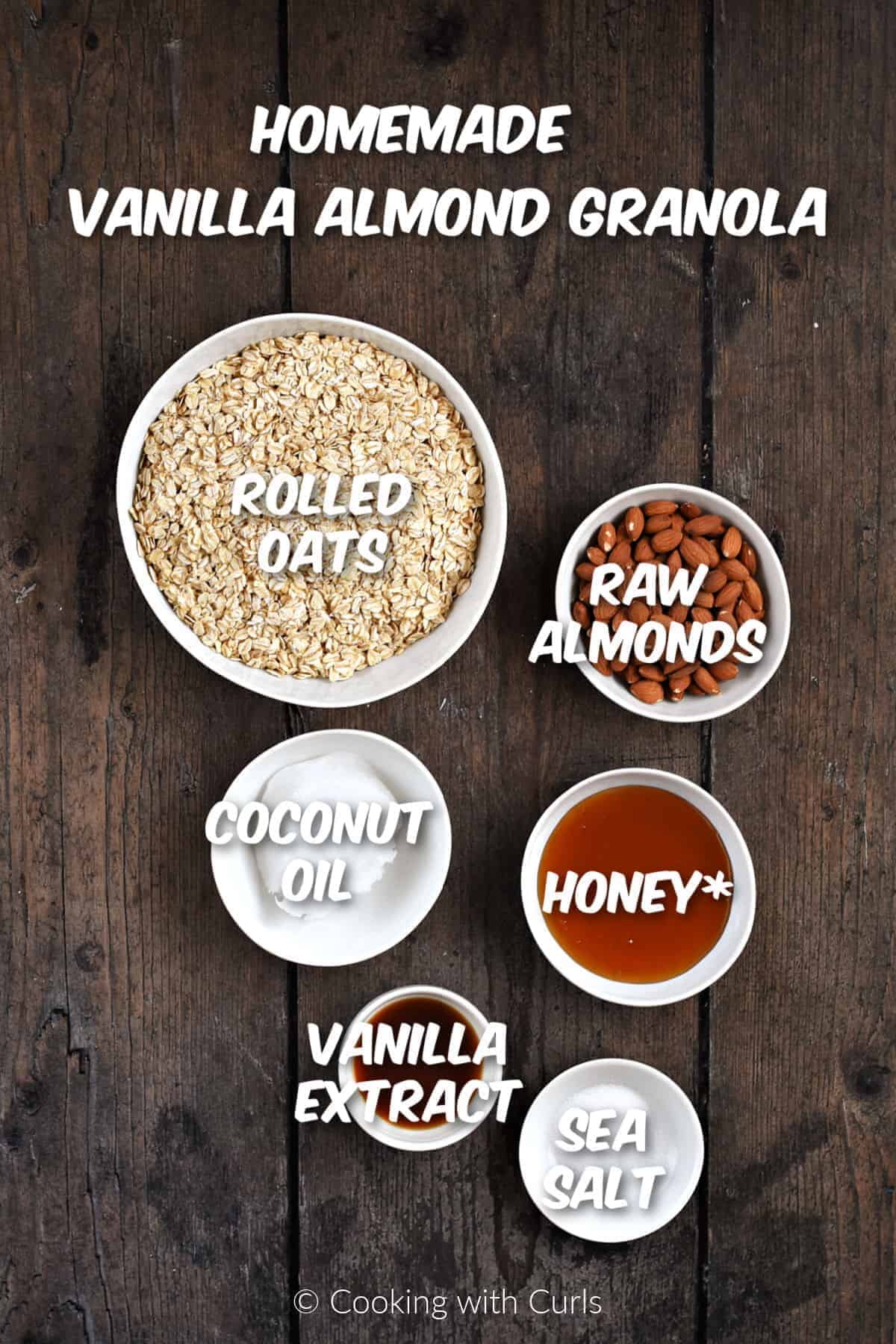 Ingredients to make Homemade Vanilla Almond Granola.