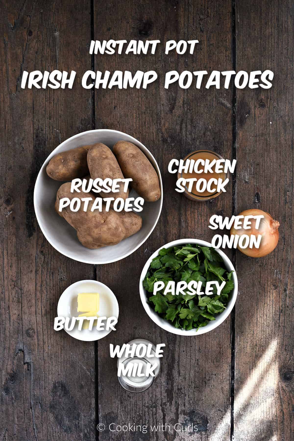 Instant Pot Irish Champ Potatoes ingredients. 