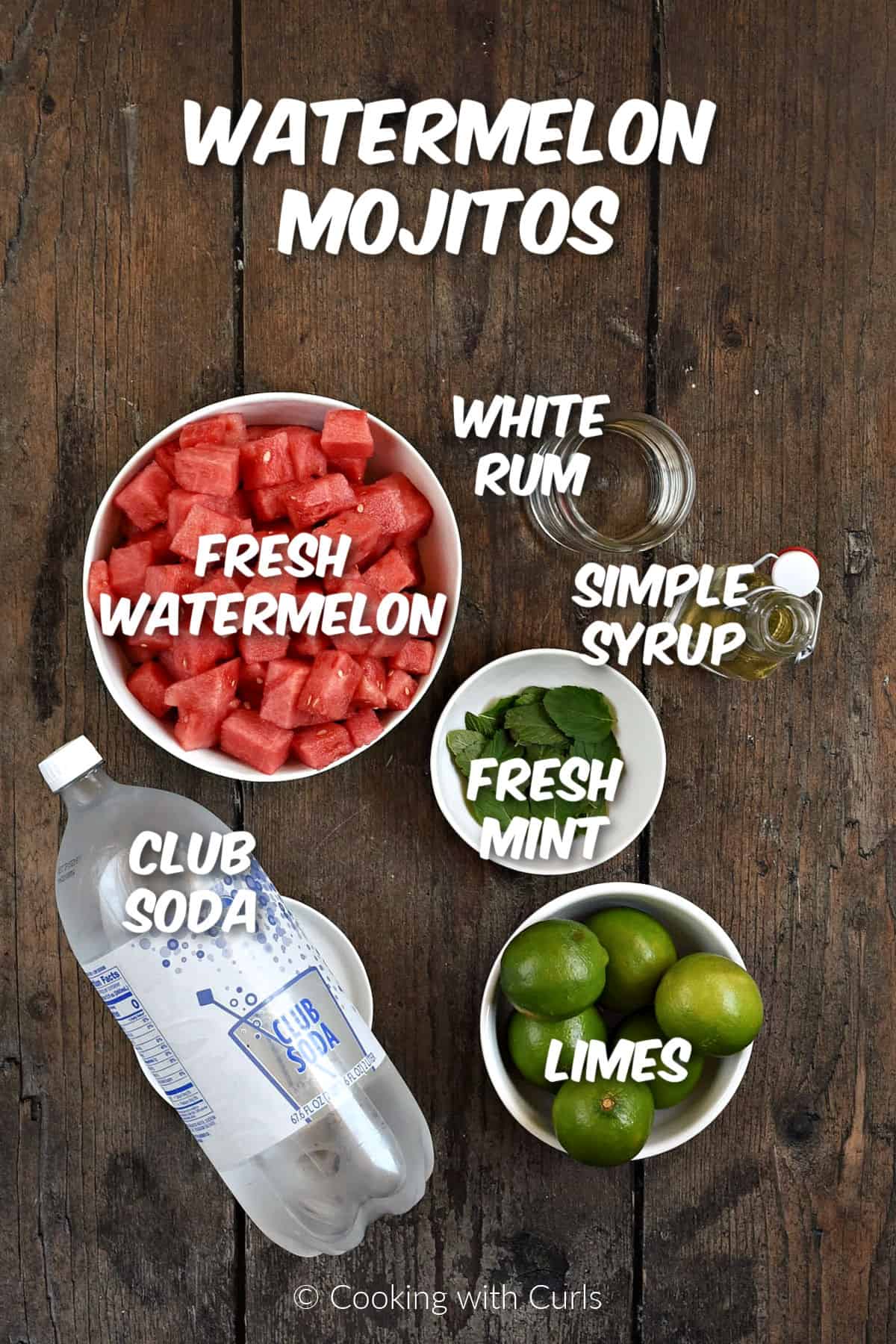 Ingredients needed to make watermelon mojitos. cookingwithcurls.com