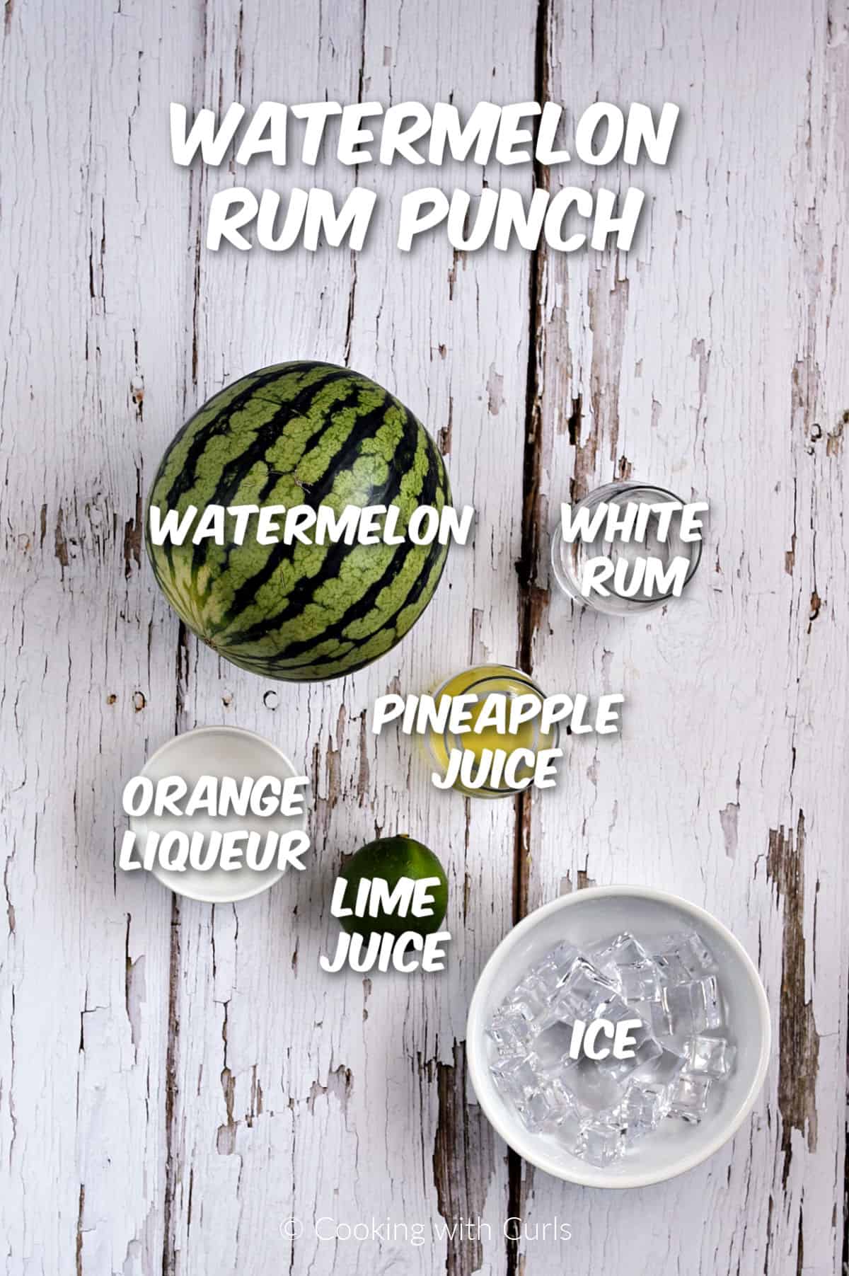 Ingredients to make watermelon rum punch. 