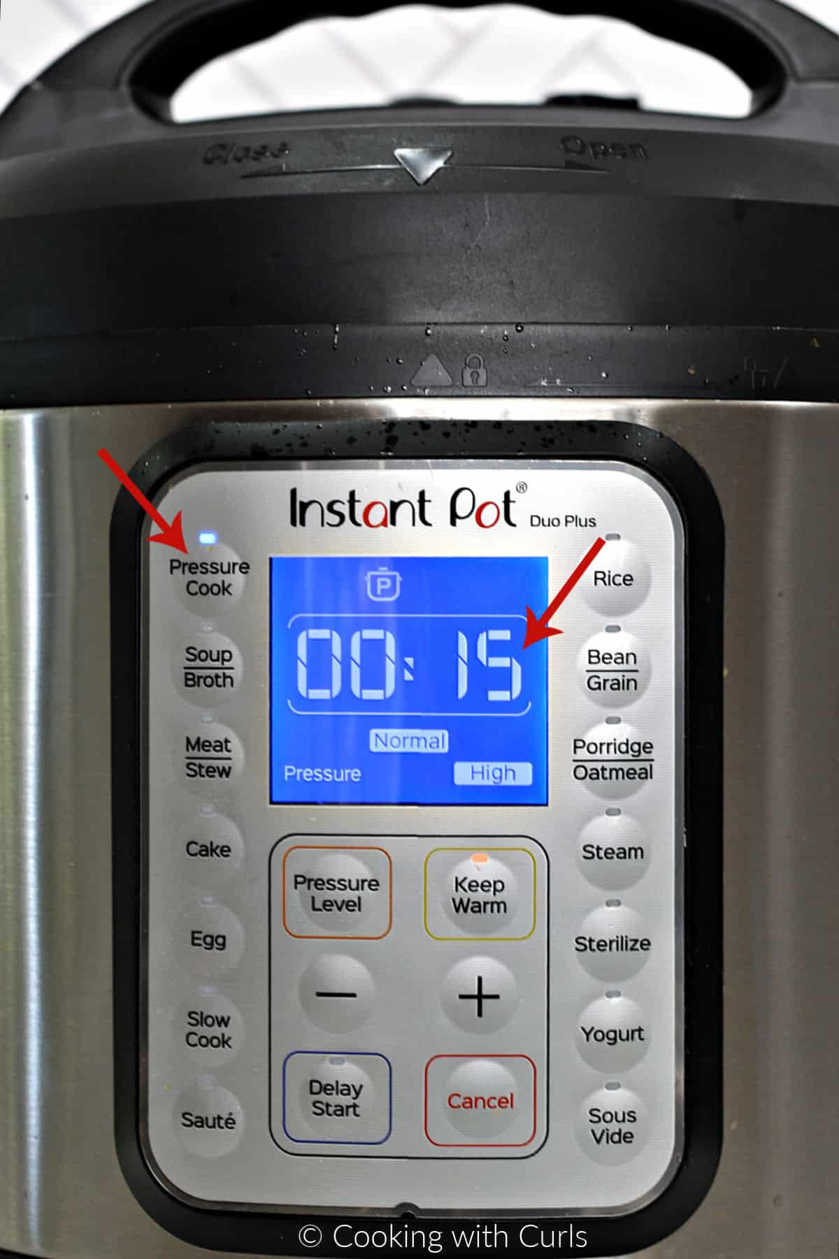 Instant Pot set to 15 minutes on High Pressure. 