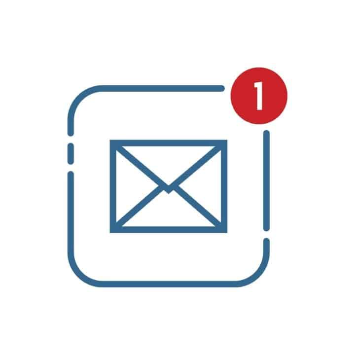 Check Email Graphic with one in a red circle.