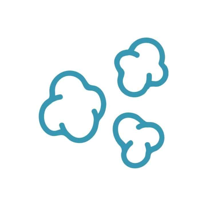 Teal colored popcorn outline icon.
