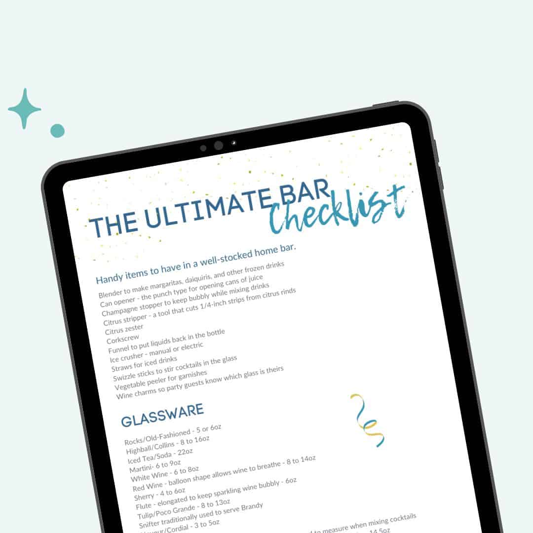 Optin graphic of the ultimate bar checklist in a black frame.