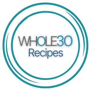A teal plate outline with whole30 recipes text in the center.