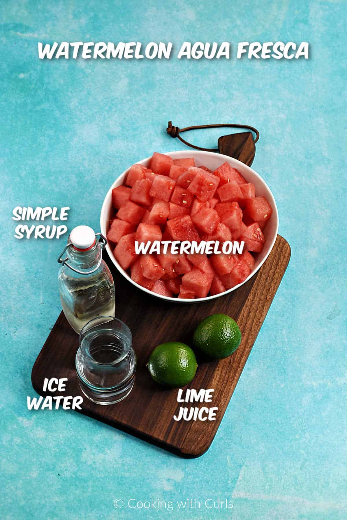 Ingredients needed to make watermelon agua fresca.