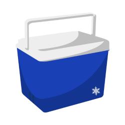 Blue and white ice chest graphic.