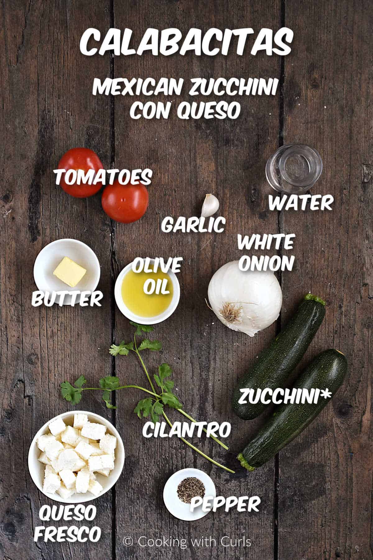 Ingredients to make calabacitas Mexican zucchini con queso.