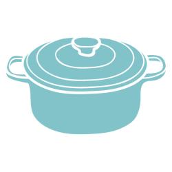 Teal blue Dutch oven graphic.