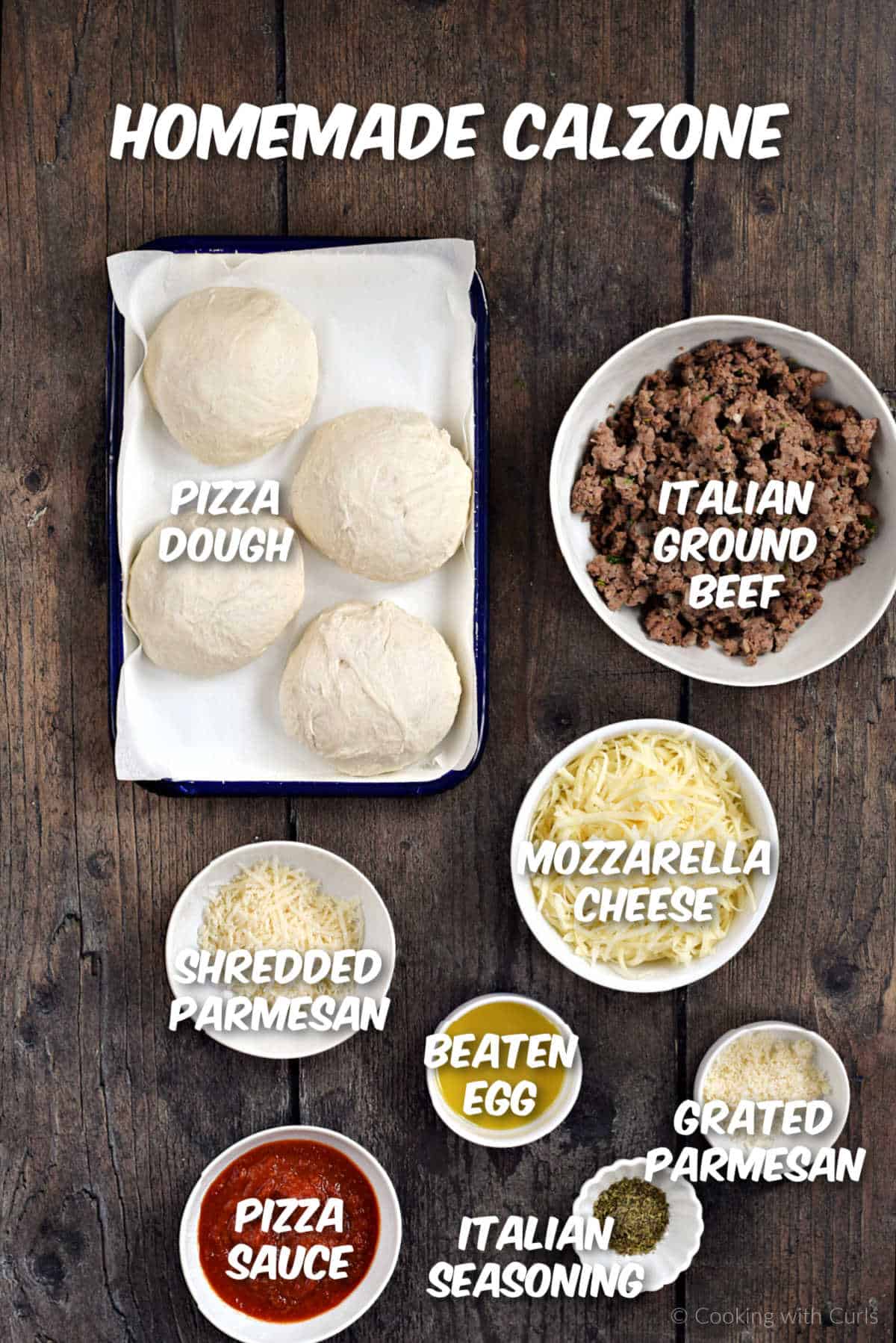 Ingredients to make easy homemade calzone.
