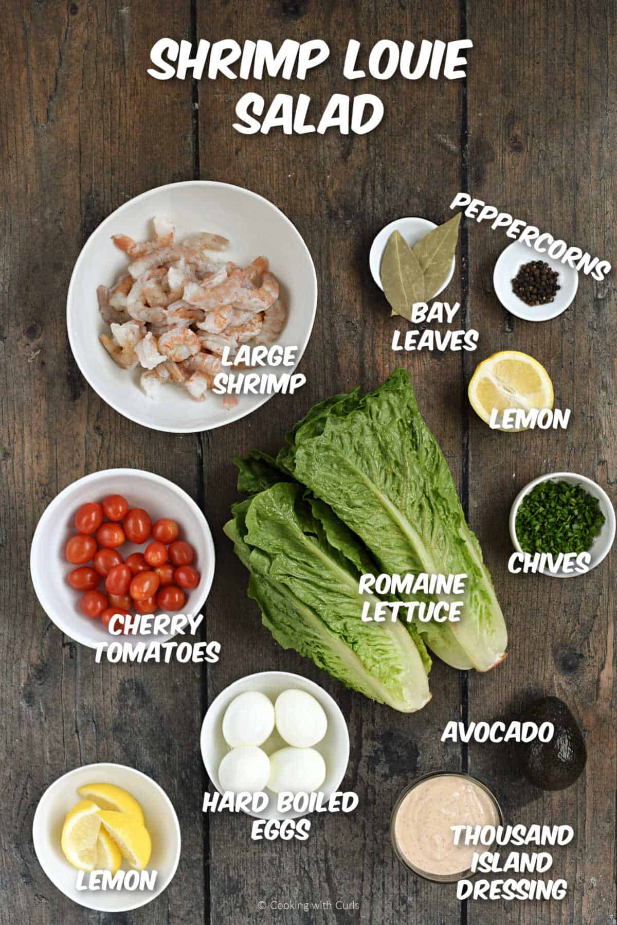 Ingredients to make Shrimp Louie Salad.