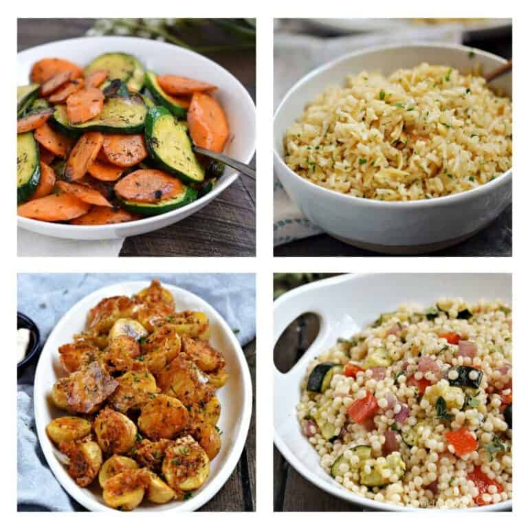 Collage showing four side dish images.