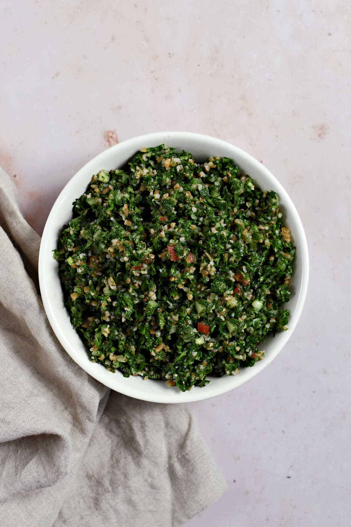 A bowl of tabbouleh salad.