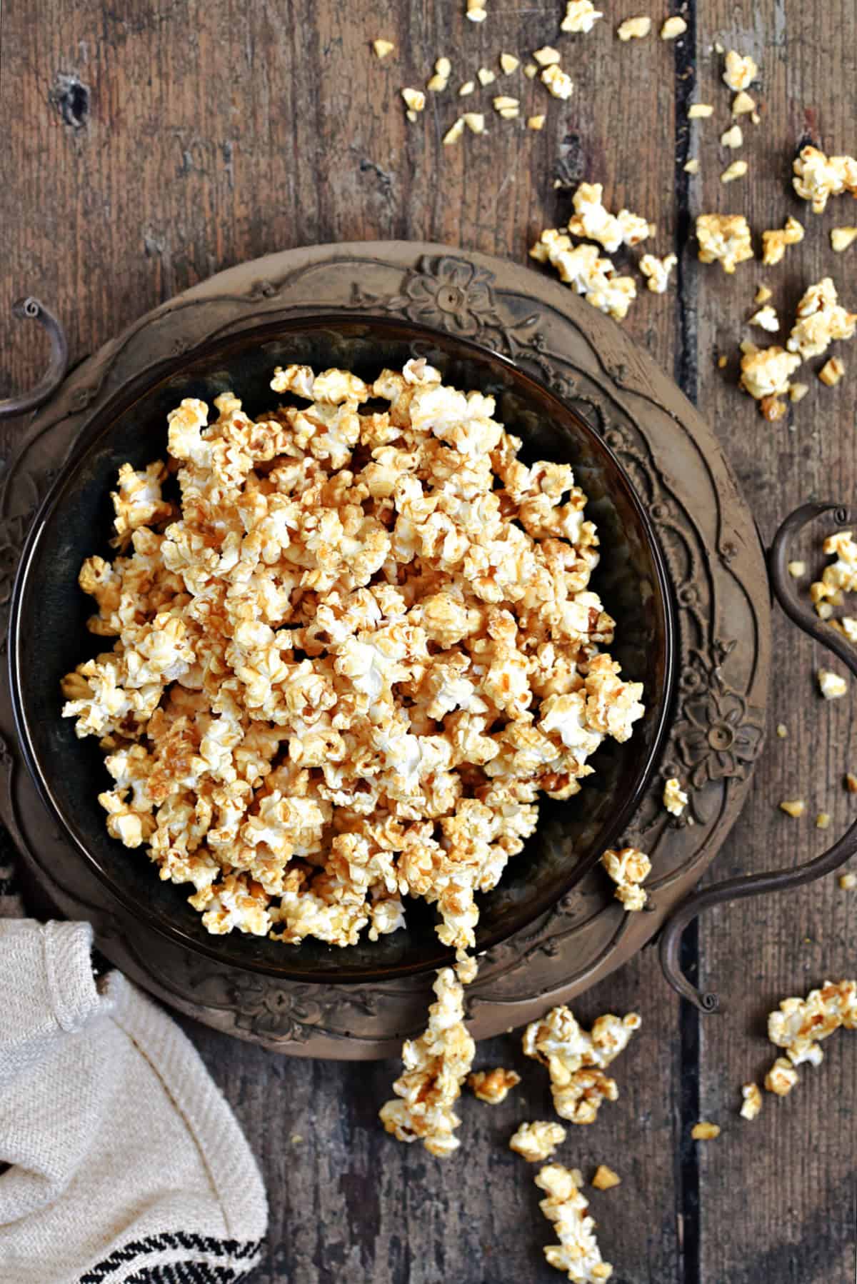 Baklava popcorn overflowing a serving bowl.