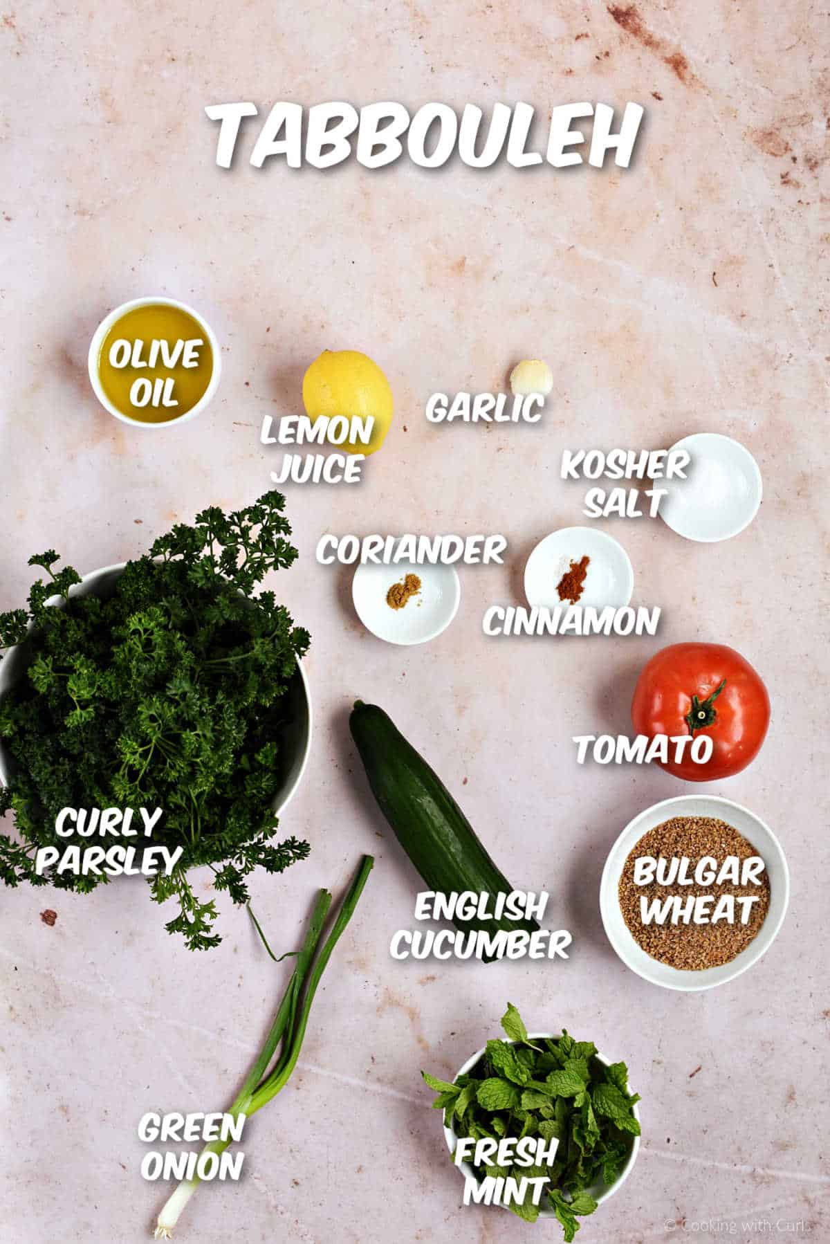 Tabbouleh ingredients.